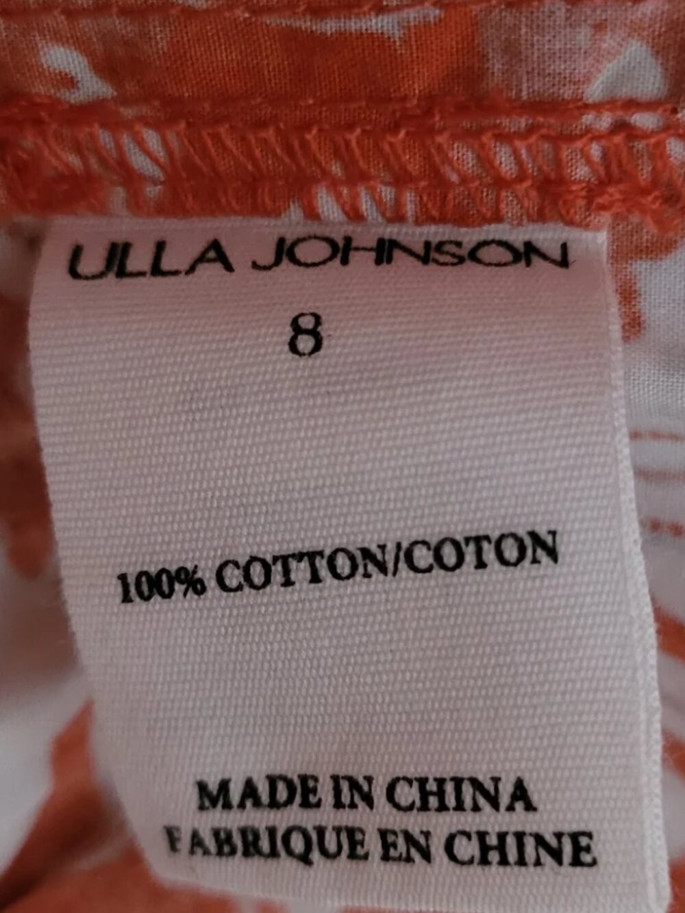 ULLA JOHNSON Kiri Mini Dress Orange Blossom Statement Sleeve Sundress Cotton 10 - Picture 14 of 16
